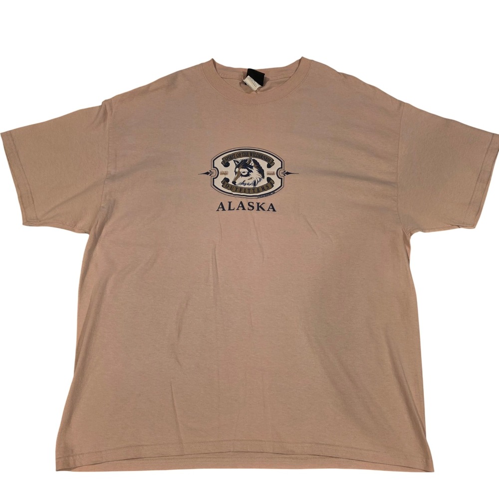 Vintage Hanes Beefy-T Alaska Wolf Graphic T-Shirt XL Tan Polar Graphics Spirit